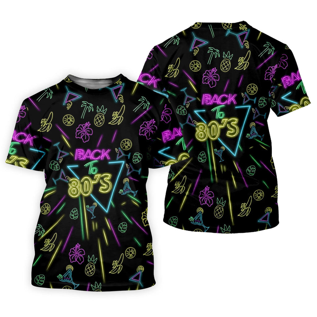 Back To 80's Neon Pattern Hawaiian Golf Shirt, Tropical Vibe Men's Funny Golf Shirts