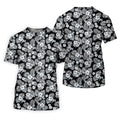 Black And White Pattern Tropical Hawaiian Golf Shirt, Summer Theme Golf Shirts For Men