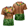 Floral Lei Tropical Theme Party Funny Costume Hawaiian Golf Shirt, Polo Shirts For Men