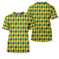 Green Gold Purple Argyle Pattern Mardi Gras Golf Shirt, Polo Shirts For Men, Golf Shirts For Men