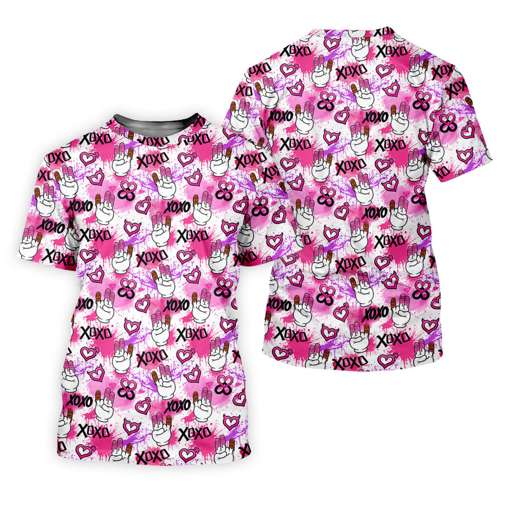 Chocolate Fingers Adult Humor XOXO Pink Splatter Fun Golf Shirts For Men, Valentines Golf Gift, Polo Shirts For Men