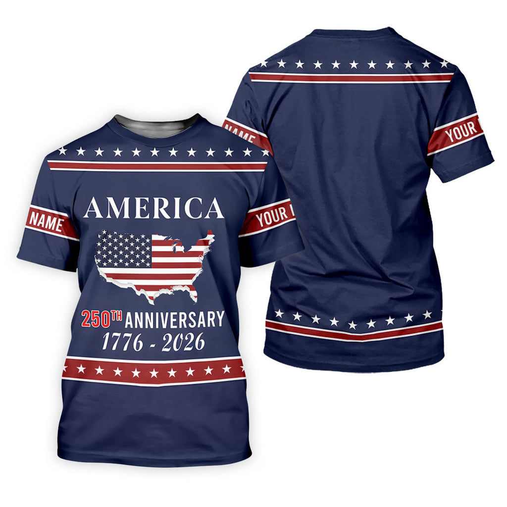 America 250th Anniversary 1776-2926 Navy Golf Shirt, 4th Of July Patriotic Golf Shirts For Men