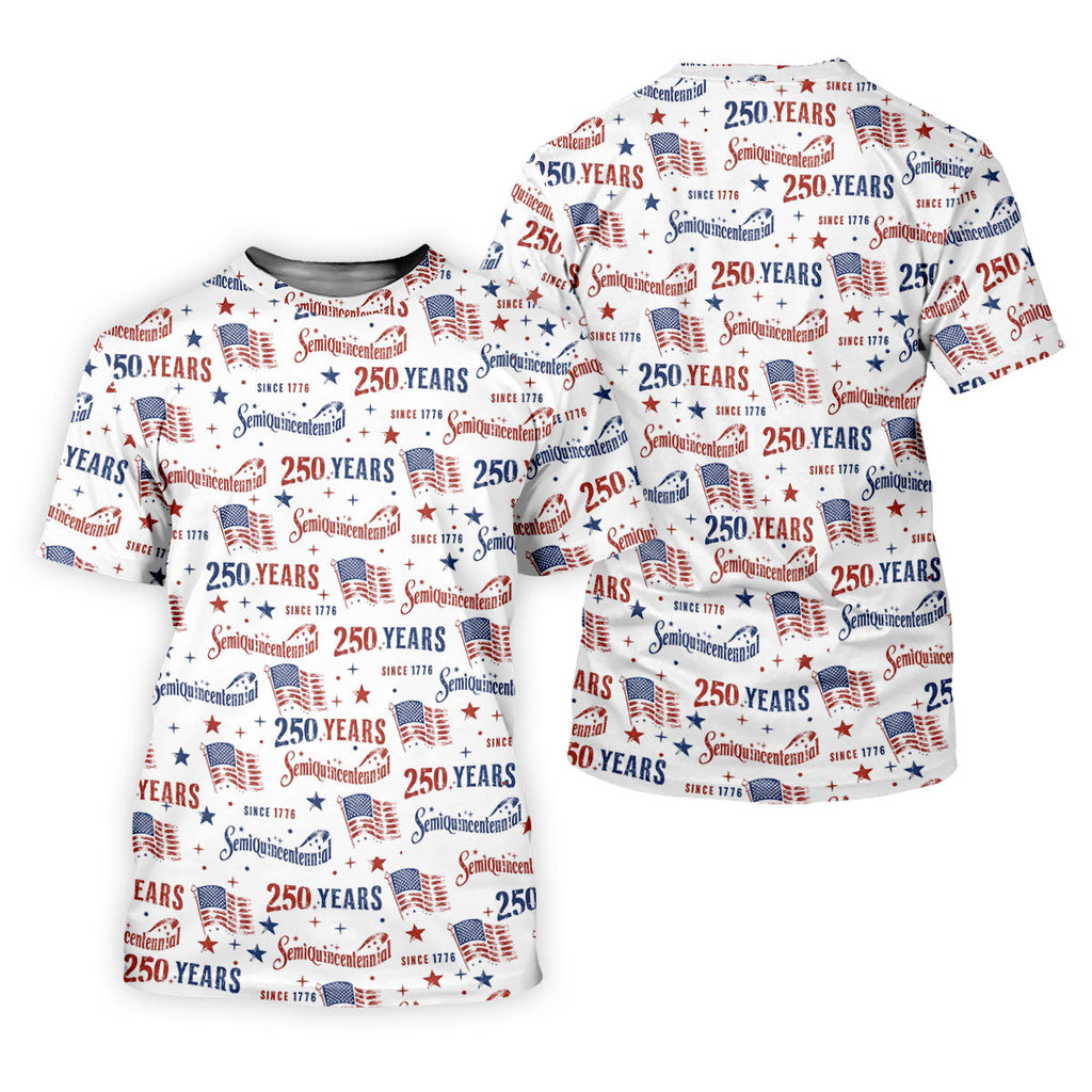 Semiquincentennial 250 Years Since 1776 Golf Tops For Men, 4th Of July Patriotic Golf Shirts For Men
