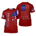 We The People Distressed American Flag Red Golf Shirt, 4th Of July Golf Shirts For Men