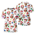Custom Family Portrait Christmas Lights Pattern Men's Golf Polo Shirts, Christmas Golf Shirt, Golf Gift For Men