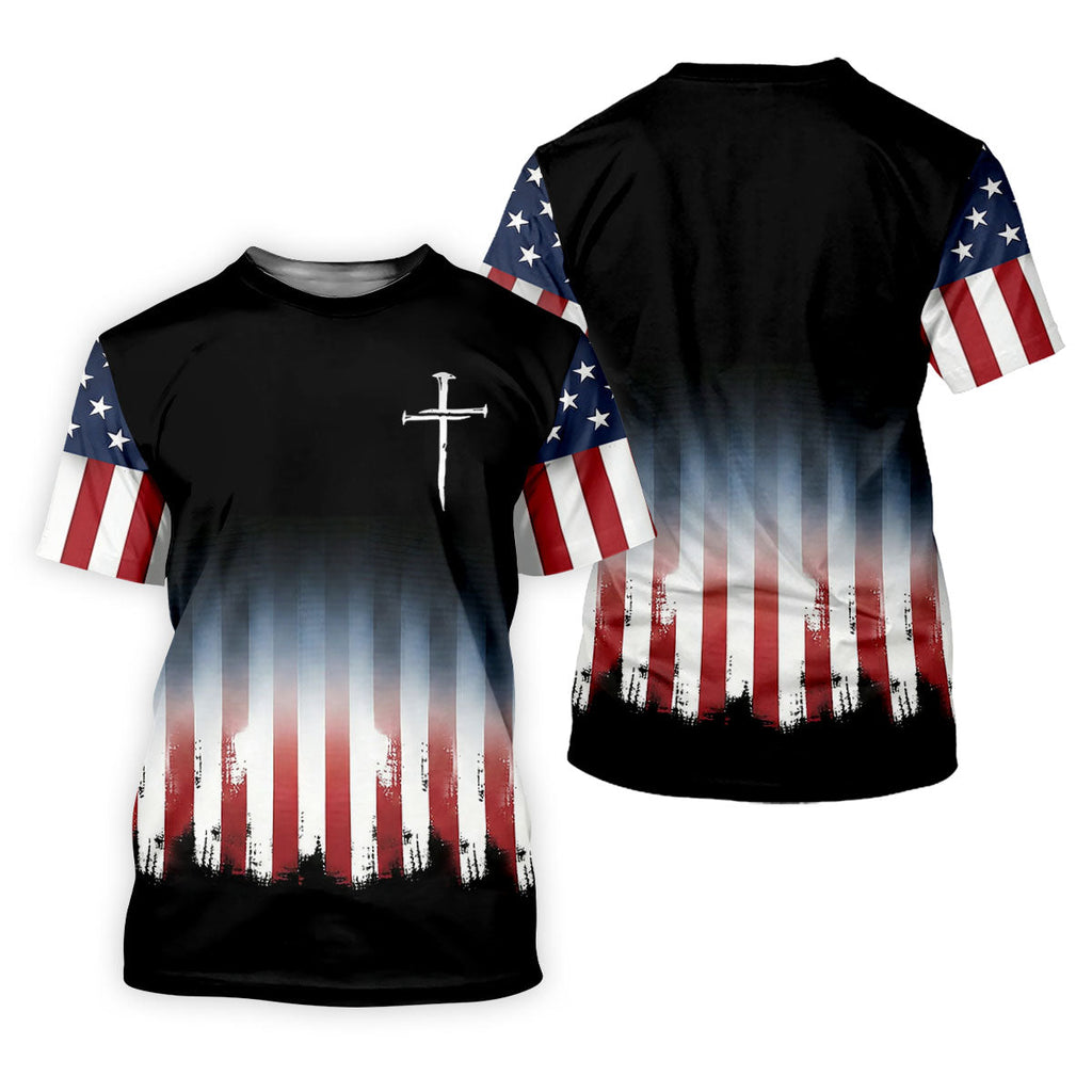 250 Years USA Anniversary 1776-2026 Men's Golf Polo Shirt, Faith Cross 4th Of July Patriotic Golf Shirt