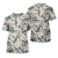 Hawaiian Palm Tree With Army Theme Golf Shirts For Men, Polo Shirts For Men, Golfing Apparel