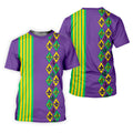 Fleur De Lis Argyle Pattern Purple Green Gold Stripes Golf Tops For Men, Polo Shirts For Men, Golf Shirts For Men