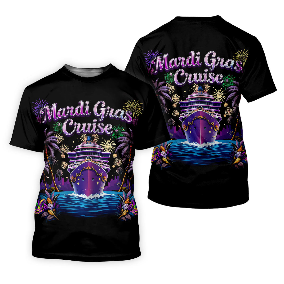 Mardi Gras Cruise Festive Theme Golf Tops For Men, Polo Shirts For Men, Golf Shirts For Men