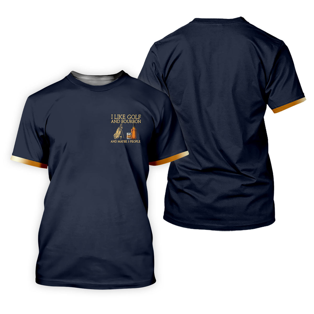 I Like Golf And Bourbon Navy Golf Shirt, Golf And Whiskey Golf Shirts For Men, Men's Funny Golf Shirts