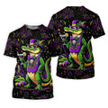 Mardi Gras Aligator Purple Green Gold Confetti Star Golf Tops For Men, Polo Shirts For Men, Golf Shirts For Men