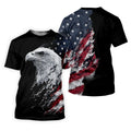 American Flag Bald Eagle Shattering Effect Golf Shirt, Patriotic Golf Shirt, Golf Shirts For Men