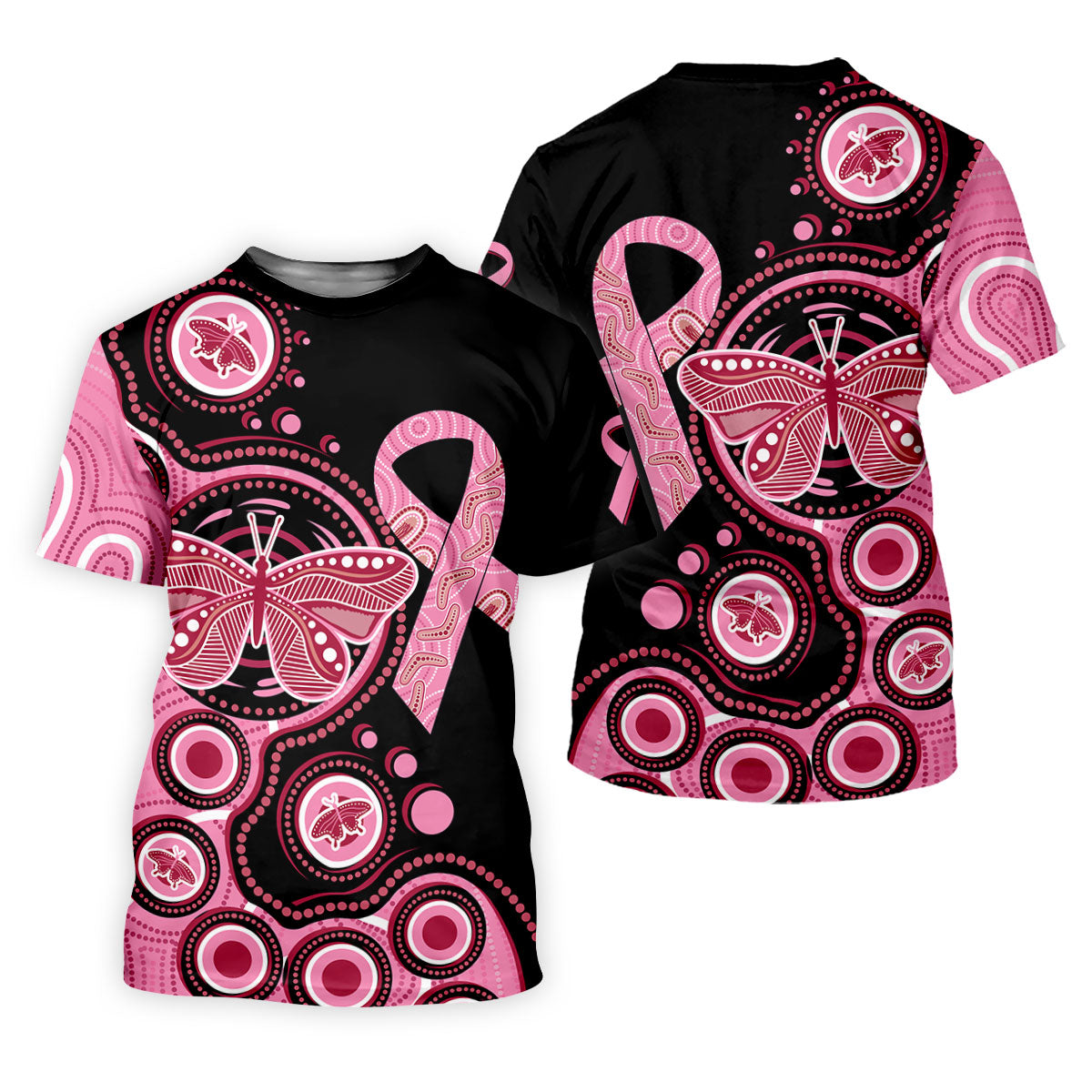 Breast Cancer Pink Butterfly Golf Tops For Men, Cancer Awareness Shirt, Polo Shirts For Men