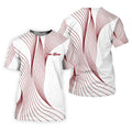 Geometric Line Wavy Line Red And White Custom Name Golf Shirts For Men, Men's Golf Shirt, Polo Shirts For Men