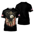 Faith Cross Bald Eagle And US Flag Black Golf Shirt, Patriotic 4th Of July Golf Shirts For Men