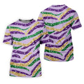Purple Green Gold Sequin Pattern Light Purple Mardi Gras Golf Shirt, Polo Shirts For Men, Golf Shirts For Men