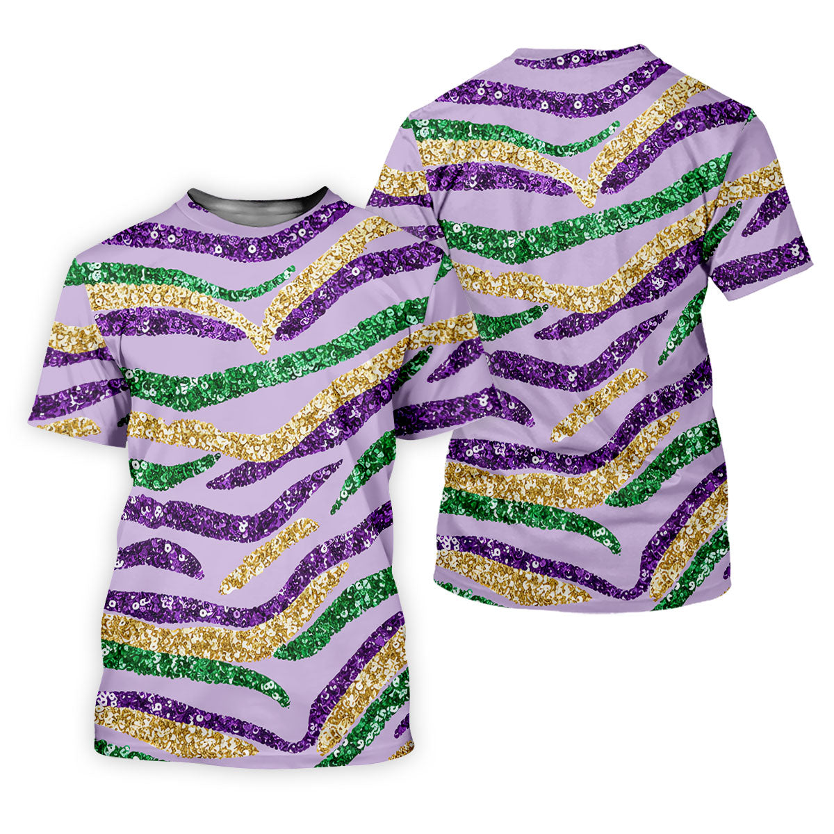 Purple Green Gold Sequin Pattern Light Purple Mardi Gras Golf Shirt, Polo Shirts For Men, Golf Shirts For Men