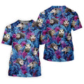 Funny Opossum Blue Purple Hawaiian Golf Shirt, Tropical Theme Golf Shirts For Men