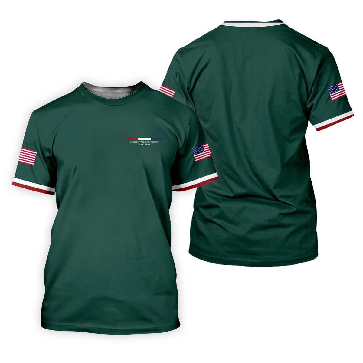 United States Of America 250 Years Green Golf Shirt, Patriotic Golf Shirt, Golf Shirts For Men