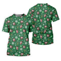 Santa Claus Pattern Christmas Green Golf Tops For Men, Christmas Golf Shirt, Polo ShirtFor Men