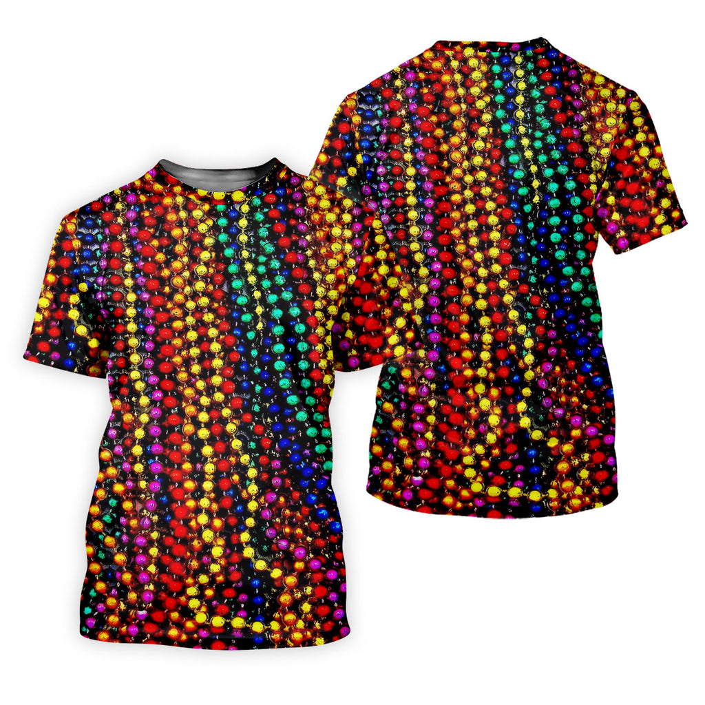 Colorful Beads Mardi Gras Golf Shirt, Golf Tops For Men, Polo ShirtFor Men, Golf Shirts For Men
