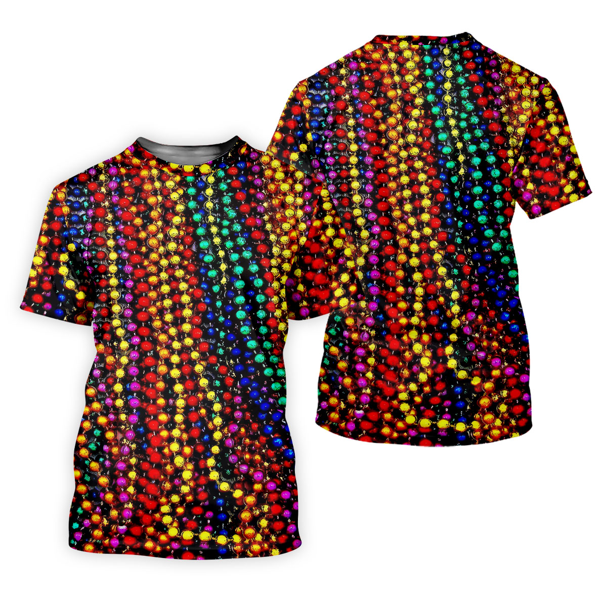 Colorful Beads Mardi Gras Golf Shirt, Golf Tops For Men, Polo ShirtFor Men, Golf Shirts For Men