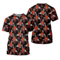 Orange Hibiscus Black Hawaiian Golf Shirt, Summer Vibe Golf Shirts For Men