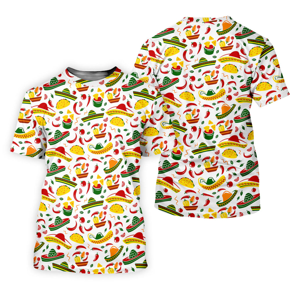 Mexican Fiesta Seamless Pattern Golf Tops For Men, Cinco De Mayo Celebration Golf Shirts For Men