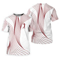 Geometric Line Wavy Line Maroon And White Golf Shirts For Men, Men's Golf Shirt, Polo Shirts For Men