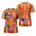 Patriotic Flag Bikini Body Illusion UPF Shirt, Womens Fishing Shirt, Fishing Apparel