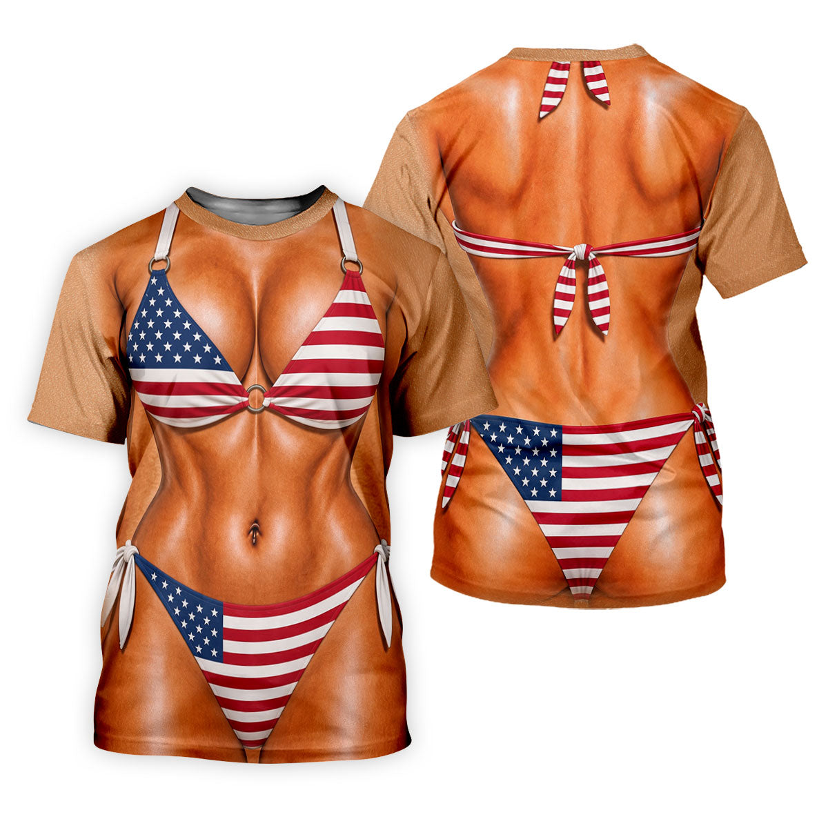 Patriotic Flag Bikini Body Illusion UPF Shirt, Womens Fishing Shirt, Fishing Apparel