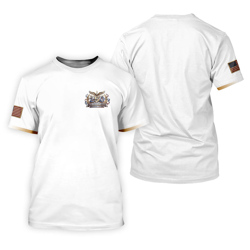 250 Years USA Anniversary 1776-2026 Men's Golf Polo Shirt, America Patriotic Men's White Polo