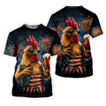 Rooster Beer USA Patriotic Hawaiian Golf Shirt, 250th Anniversary Tropical Vibe Men's Golf Shirt