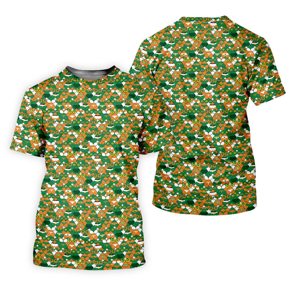 Naughty Fun Adult Humor St Patrick's Day Golf Shirt, Green Orange White Polo ShirtFor Men