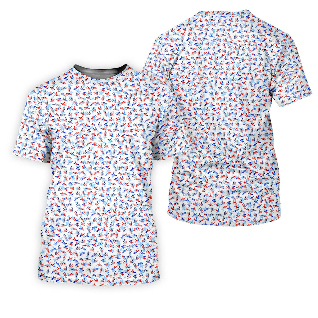 Funny Stick Figure Naughty Couple Red White Blue Polo Shirts For Men, 250th Anniversary Golf Shirts For Men
