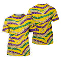 Purple Green Gold Sequin Pattern Yellow Golf Shirt, Mardi Gras Golf Shirt, Polo Shirts For Men