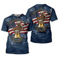 Patriotic Bald Eagle Liberty Bell Distressed Golf Shirt, 250 Years 4th Of July Golf Shirts For Men