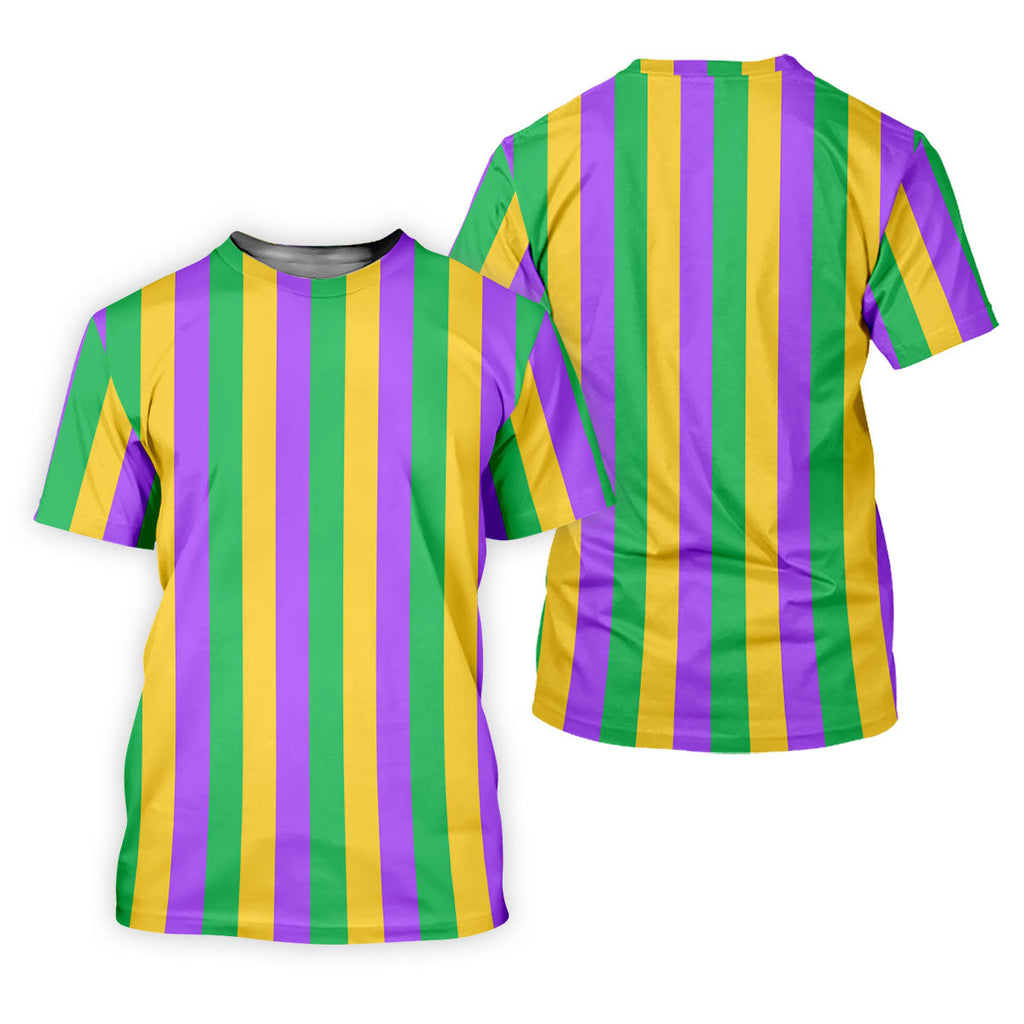 Green Gold Purple Vertical Stripe Mardi Gras Golf Shirt, Polo Shirts For Men, Golf Shirts For Men