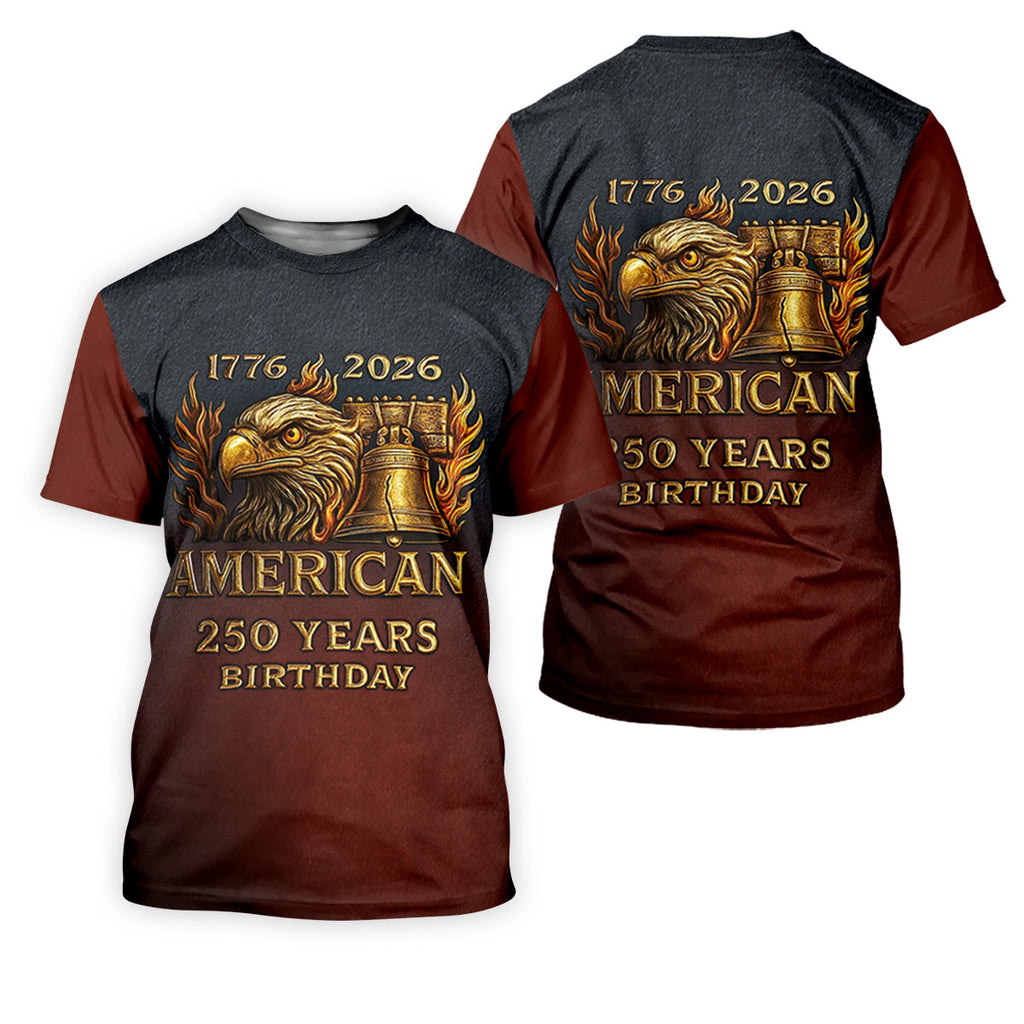 American 250 Years Birthday Navy And Maroon Golf Shirts For Men, 250th Anniversary Polo ShirtFor Men