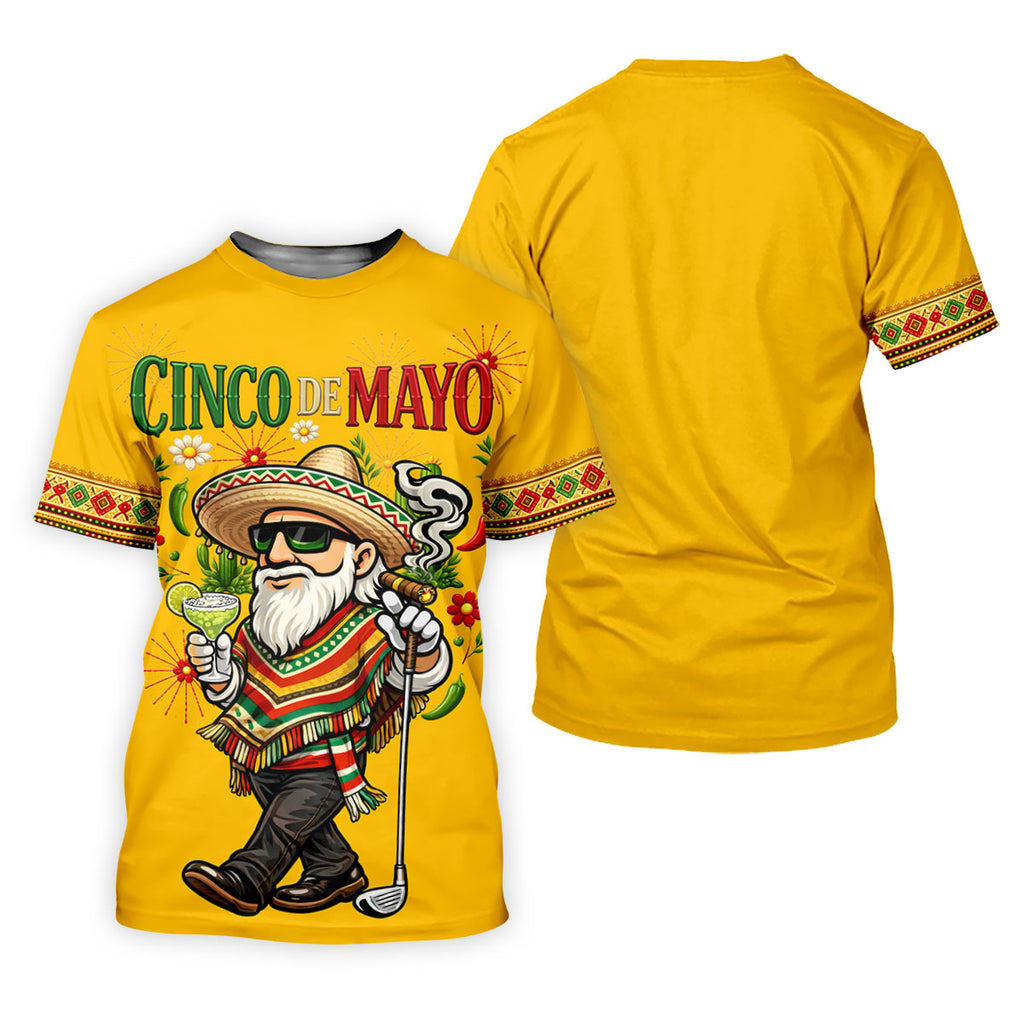 Margarita Man Cinco De Mayo Celebration Yellow Golf Shirt, Fiesta Theme Golf Shirts For Men