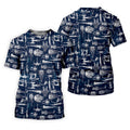 Line-art Sketches Sci-Fi Spacecraft Dark Navy Golf Shirts For Men, Polo Shirts For Men, Golfing Apparel