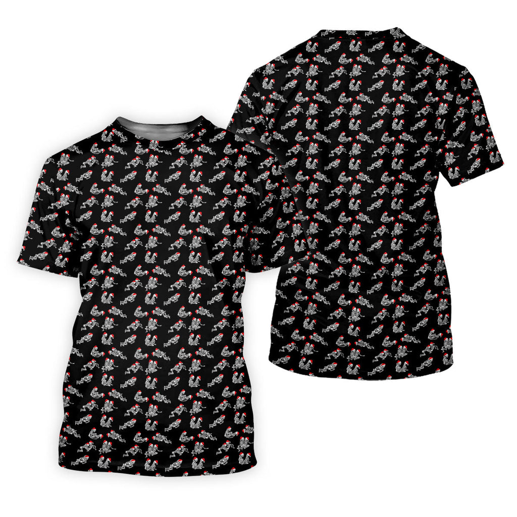 Skeleton Santa Hat Funny Golf Shirt, Fun Golf Shirts For Men, Christmas Golf Shirt, Golf Shirts For Men