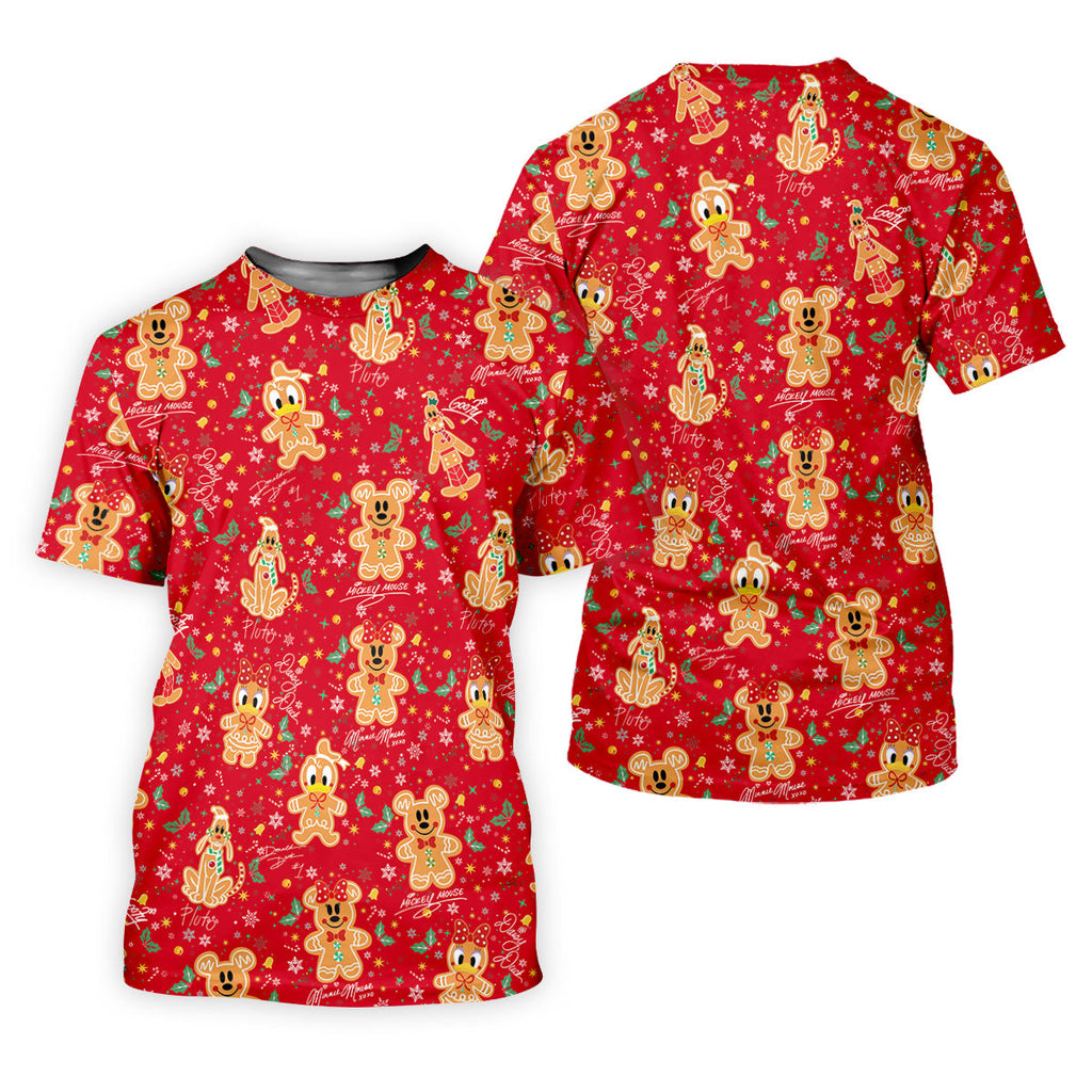 Cute Gingerbread Classic Cartoon Characters Christmas Golf Shirt, Fun Golf Shirts For Men, Golf Gift For Men
