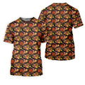 Turkey Pumpkin Thanksgiving Holiday Black And Brown Polo Shirts For Men, Golf Gift For Men