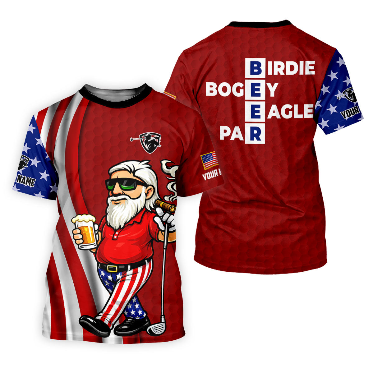 Patriotic Man Golf And Beer Funny 4th Of July Red Golf Shirt, 250 Years Of America Golf Shirts For Men