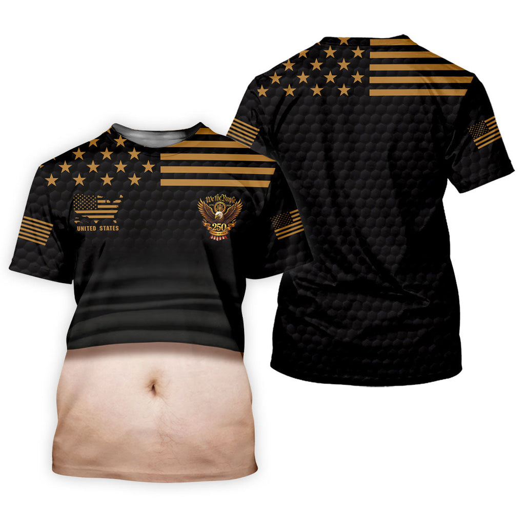 We The People 250 Years Of Free Men's Funny Golf Polo Shirts, 4th Of July Fun Golf Shirts For Men