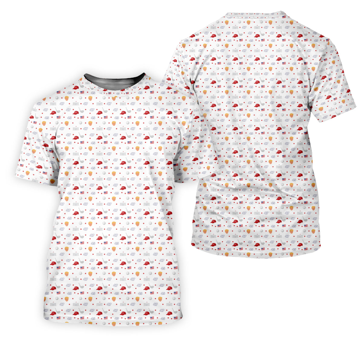 45 47 US Flag Pattern White Golf Shirt, Funny Golf Shirt, Golf Shirts For Men, Golf Gift For Men