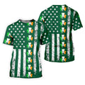 Irish Shamrock Vertical Stripes St Patrick's Day Golf Shirt, Polo Shirts For Men, Golf Shirts For Men