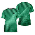 Green And White Striped Pattern Golf Tops For Men, Performance Golf Shirt, Polo Shirts For Men