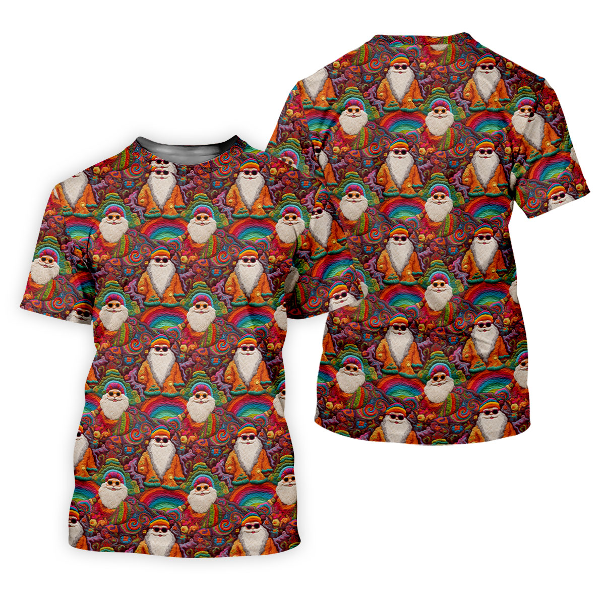 Groovy Hippie Santa Seamless Pattern Golf Shirts, Gifts For Golf Lovers, Christmas Golf Shirt, Golfing Apparel